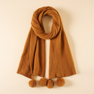 Fashionable woolen ball women's winter imitation cashmere scarf